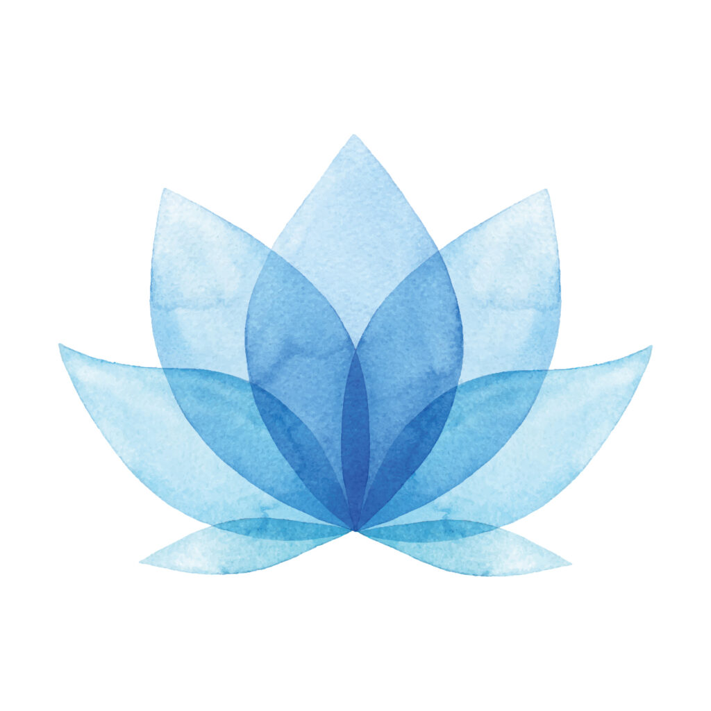 Watercolor illustration of blue flower. Vector tracing.